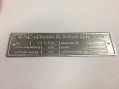 New) 356 B Chassis ID Plate - 1960-63 - AASE Sales