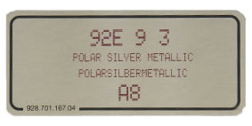 (New) 911 Carrera Polar Silver Metallic Paint Code Decal - 1989-97