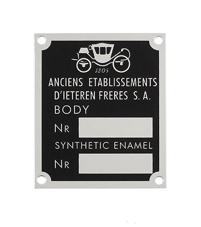 (New) 356 Chassis and Paint Plate For D'Ieteren Built Roadster - 1950-1966