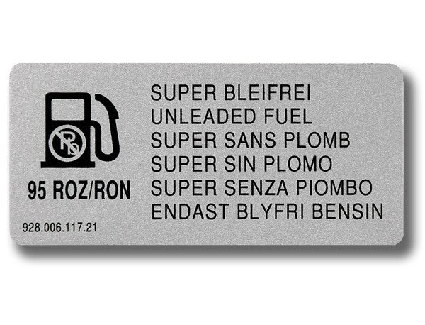 (New) 964 '95 RON Fuel Type' Decal - 1989-94