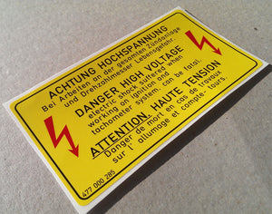 (New) 924/944 "Danger High Voltage" Decal - 1976-85