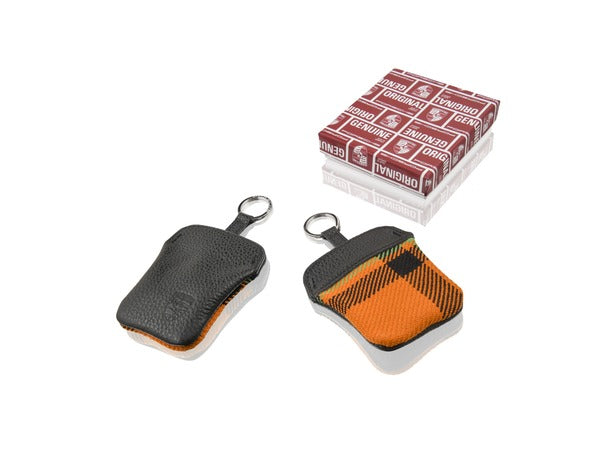 (New) Orange Tartan Key Pouch w/ Embossed Porsche Crest