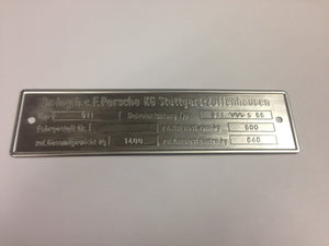 (New) 911 Chassis ID Plate - 1965-68