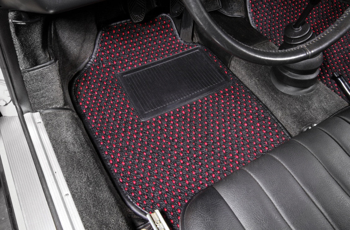 RMSONE Black Car Mats With Red Heart Heel Pad For Citroen C1, C2, C3, DS3, C4