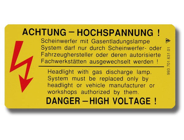 (New) 993 High Voltage Headlights Decal - 1994-98