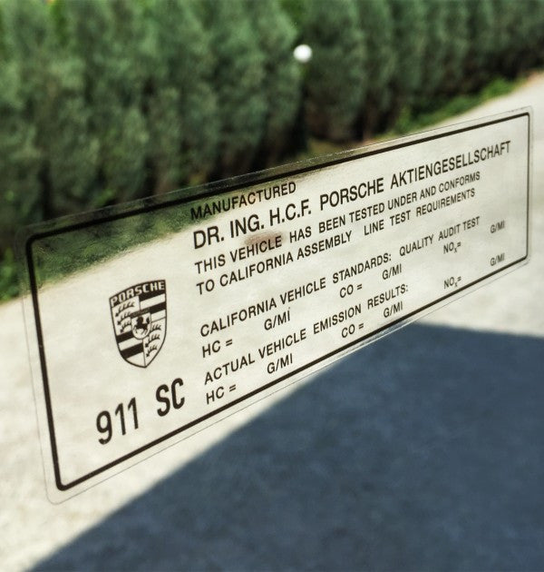 (New) 911 SC California Window Emissions Decal - 1978-83