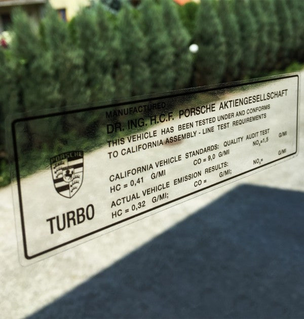 (New) 911 930 Turbo California Window Emissions Decal - 1975-85