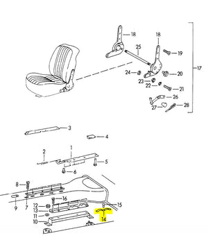(New) 356 Seat Rail Leaf Spring - 1950-61
