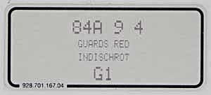 (New) 911/968/993/996 Guards Red Paint Code Decal - 1994-2012