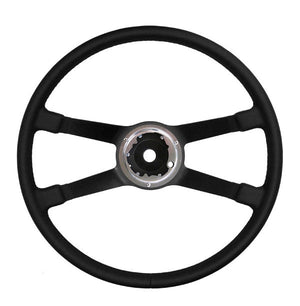 (New) 911/912/914 380mm Black Leather VDM Steering Wheel - 1969-74