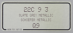 (New) 911/928/944/Boxster Slate Grey Metallic Paint Code Decal - 1991-2010