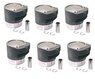 (New) 930 Turbo Set of 6 Mahle Pistons and Cylinders 3.3L - 1978-89