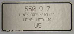 (New) 911/928/944/964 Linen Grey Metallic Paint Code Decal - 1989-2007