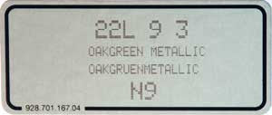 (New) 911/928/964/968 Oak Green Metallic Paint Code Decal - 1989-93