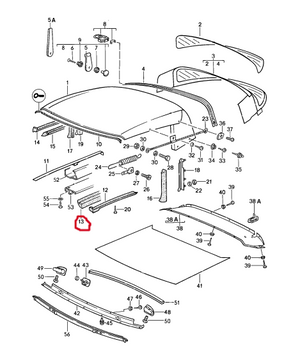 (New) 911 Cabriolet Convertible Top Gasket Inner Left - 1986-94