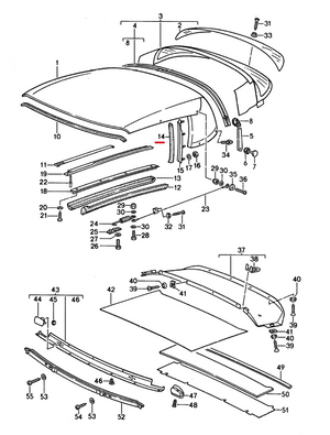 (New) 911 Cabriolet Convertible Top Gasket Right - 1986-98