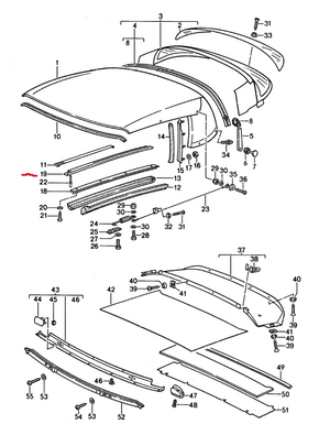 (New) 911 Cabriolet Convertible Top Rain Gutter Left - 1986-94