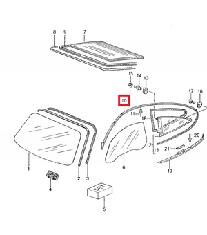 (New) 911 Upper Left Roof Frame Seal - 1997-2005