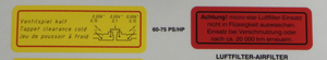 (New) 356 60/75 PS/HP Valve Clearance & Actung Decal - 1960-69