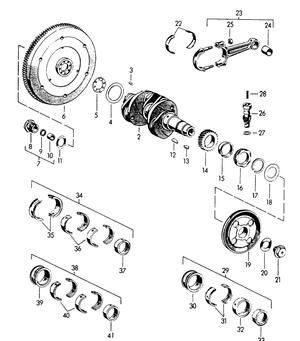 (New) 356/912 Flywheel Gland Nut & Washer - 1950-69