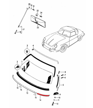 (New) 356 Roadster/ConvD Left Hand Windshield to Cowl Trim