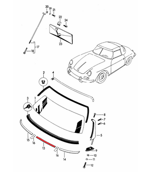 (New) 356 Roadster/ConvD Center Windshield to Cowl Trim