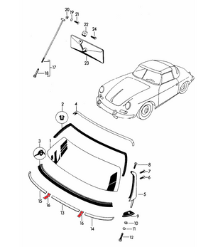 (New) 356 Roadster/ConvD Retaining Shackle on Windshield to Cowl Trim