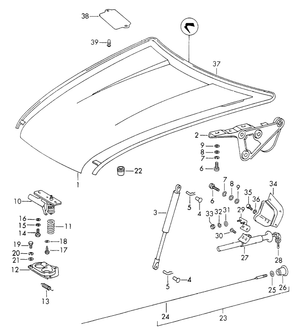 (New) 911/912 Hood and Engine Lid Lower Latch Return Spring - 1965-73