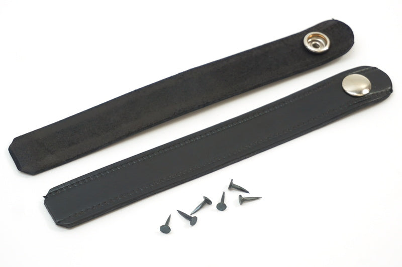 (New) 911/912/930 Pair of Leather Rear Seat Straps Black/Black - 1966-93