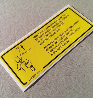 (New) 924/944 Turbo Cooling System Decal - 1978-83