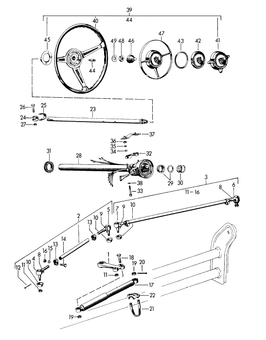 (New) 356/911/912/914/928 Steering Column Nut & Lock Washer - 1960-91