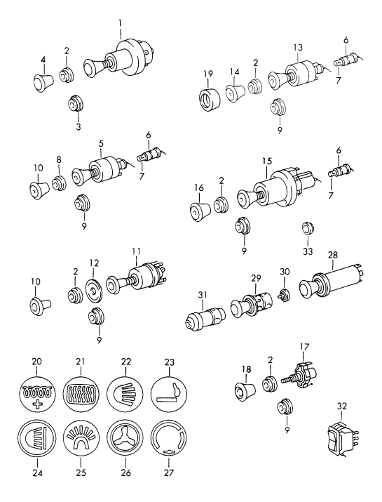 (New) 911/912 Fog light Switch Cap Yellow 1965-68