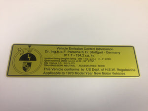 (New) 911 T Timing Decal - 1970