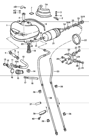 (New) 911/912 Filler Neck to Fuel Tank Hose - 1965-89