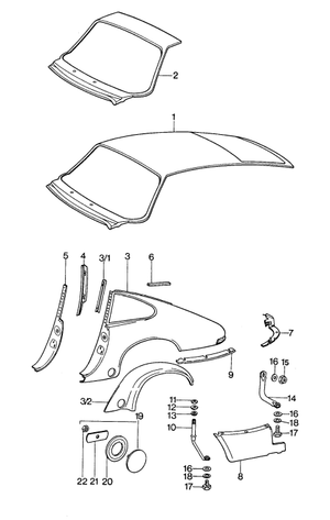 (New) 911 Windshield Frame Panel 1965-89