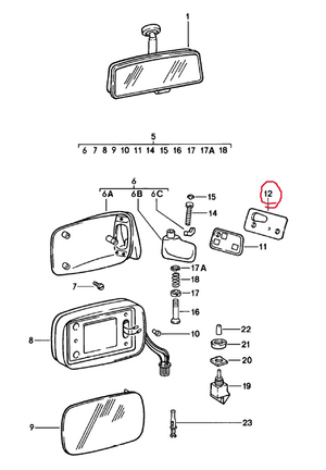 (New) 911 Left Side Mirror Desk Pad Reinforcement - 1976-89