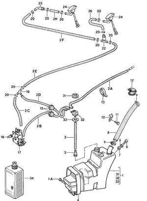 (New) 911 Washer Reservoir Filling Hose 1974-89