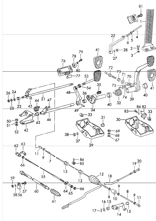 (New) 911 RHD Pedal Cluster Bracket 1965-73