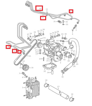 (New) 911 T/E/S/RS Set of 6 MFI Fuel Injection Lines - 1969-76