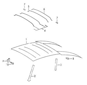 (New) 356/911/912/930 Headliner Wire Bow Rubber End