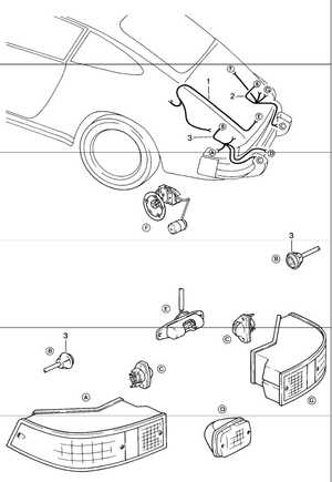 (New) 911 Wiring Harness Rear Light Right 1974-86