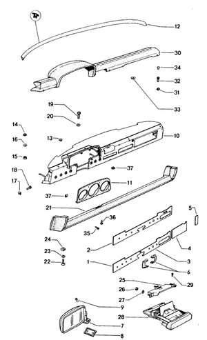 (Used) 914 Dashboard Trim 1970-76