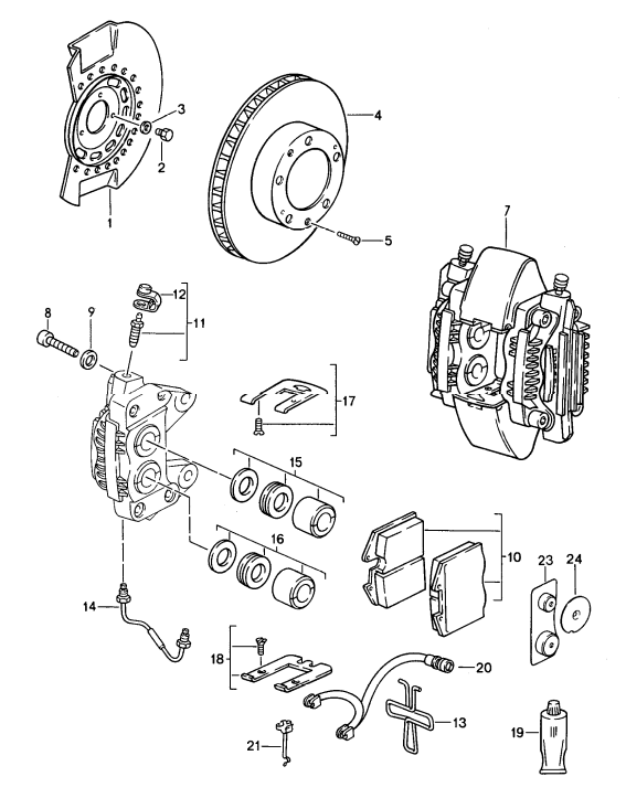 (New) 911/944 Turbo Rear Brake Caliper Spring Plate Kit - 1985-98