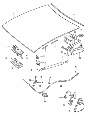 (New) 928 Hood Seal Lateral - 1983-88