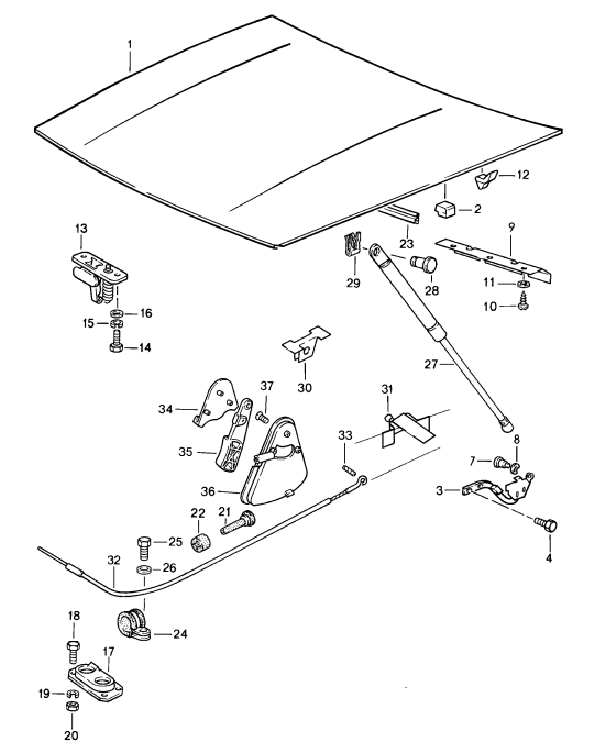 (New) 924/928/944/968 Hood Release Cable Handle Housing 1978-95