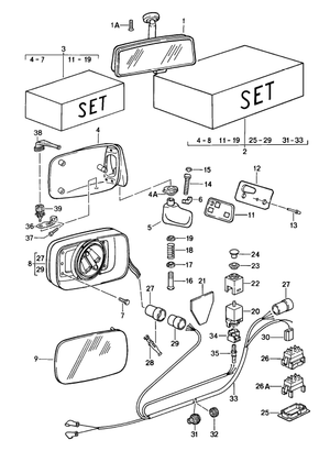 (New) 924, 944, 911 Clutch Housing for Adjustable Exterior Mirror 1986-95