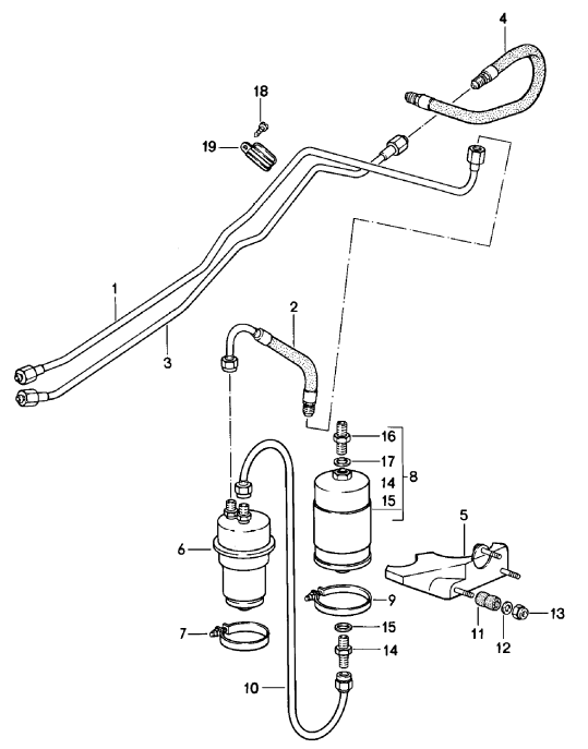 (NOS) 911 Bosch Fuel Filter W/ Fitting & Seal - 1978-80