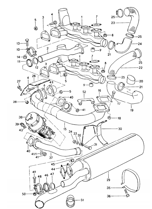 (New) 911, 911 Turbo Support Washer Exhaust System 1976-89