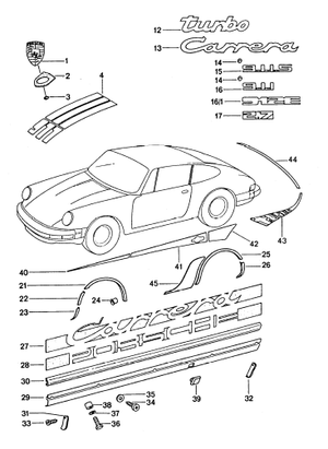 (New) 911 Rocker Trim Cover Screw - 1974-89