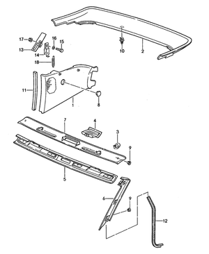 (New) 944, 968 Cabriolet Windscreen Panel Right 1989-95